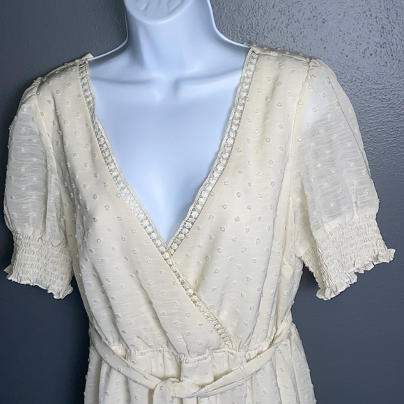 Lulu’s Sweet Swiss Dot Maxi Dress Creamy Ivory Off White BRIDAL Medium - Picture 12 of 13